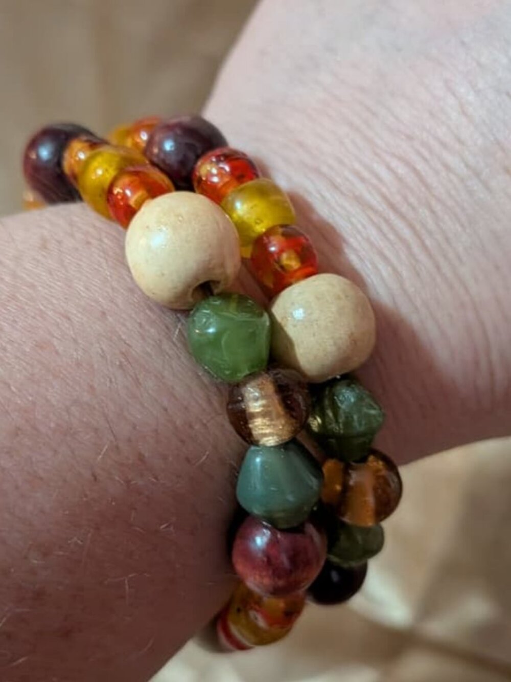 beaded bracelet and earrings